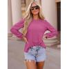 imageZESICA Long Sleeve Eyelet Tops for Womens Crew Neck Fall Shirts Casual Loose Blouses 2025 Trendy ClothesRosered