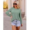 imageZESICA Long Sleeve Eyelet Tops for Womens Crew Neck Fall Shirts Casual Loose Blouses 2025 Trendy ClothesSage