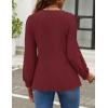 imageZESICA Long Sleeve Eyelet Tops for Womens Crew Neck Fall Shirts Casual Loose Blouses 2025 Trendy ClothesWine