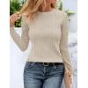 imageZESICA Long Sleeve Shirts for Women Tops 2025 Fall Fashion Trendy Slim fit Textured TshirtsApricot