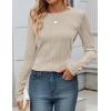 imageZESICA Long Sleeve Shirts for Women Tops 2025 Fall Fashion Trendy Slim fit Textured TshirtsApricot