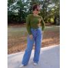imageZESICA Long Sleeve Shirts for Women Tops 2025 Fall Fashion Trendy Slim fit Textured TshirtsArmygreen