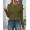 imageZESICA Long Sleeve Shirts for Women Tops 2025 Fall Fashion Trendy Slim fit Textured TshirtsArmygreen