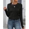 imageZESICA Long Sleeve Shirts for Women Tops 2025 Fall Fashion Trendy Slim fit Textured TshirtsBlack