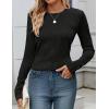 imageZESICA Long Sleeve Shirts for Women Tops 2025 Fall Fashion Trendy Slim fit Textured TshirtsBlack