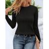 imageZESICA Long Sleeve Shirts for Women Tops 2025 Fall Fashion Trendy Slim fit Textured TshirtsBlack