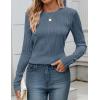 imageZESICA Long Sleeve Shirts for Women Tops 2025 Fall Fashion Trendy Slim fit Textured TshirtsBlue
