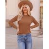 imageZESICA Long Sleeve Shirts for Women Tops 2025 Fall Fashion Trendy Slim fit Textured TshirtsBrown