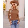 imageZESICA Long Sleeve Shirts for Women Tops 2025 Fall Fashion Trendy Slim fit Textured TshirtsBrown