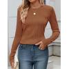 imageZESICA Long Sleeve Shirts for Women Tops 2025 Fall Fashion Trendy Slim fit Textured TshirtsBrown