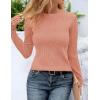 imageZESICA Long Sleeve Shirts for Women Tops 2025 Fall Fashion Trendy Slim fit Textured TshirtsCoralred