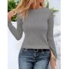 imageZESICA Long Sleeve Shirts for Women Tops 2025 Fall Fashion Trendy Slim fit Textured TshirtsGray