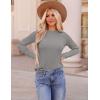 imageZESICA Long Sleeve Shirts for Women Tops 2025 Fall Fashion Trendy Slim fit Textured TshirtsGray