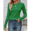 imageZESICA Long Sleeve Shirts for Women Tops 2025 Fall Fashion Trendy Slim fit Textured TshirtsGreen
