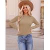 imageZESICA Long Sleeve Shirts for Women Tops 2025 Fall Fashion Trendy Slim fit Textured TshirtsKhaki