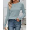 imageZESICA Long Sleeve Shirts for Women Tops 2025 Fall Fashion Trendy Slim fit Textured TshirtsMistblue