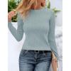 imageZESICA Long Sleeve Shirts for Women Tops 2025 Fall Fashion Trendy Slim fit Textured TshirtsMistblue