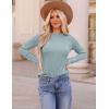 imageZESICA Long Sleeve Shirts for Women Tops 2025 Fall Fashion Trendy Slim fit Textured TshirtsMistblue