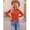 imageZESICA Long Sleeve Shirts for Women Tops 2025 Fall Fashion Trendy Slim fit Textured TshirtsOrange