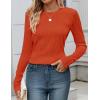 imageZESICA Long Sleeve Shirts for Women Tops 2025 Fall Fashion Trendy Slim fit Textured TshirtsOrange
