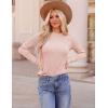 imageZESICA Long Sleeve Shirts for Women Tops 2025 Fall Fashion Trendy Slim fit Textured TshirtsPink