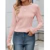 imageZESICA Long Sleeve Shirts for Women Tops 2025 Fall Fashion Trendy Slim fit Textured TshirtsPink