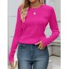 imageZESICA Long Sleeve Shirts for Women Tops 2025 Fall Fashion Trendy Slim fit Textured TshirtsRose