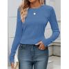 imageZESICA Long Sleeve Shirts for Women Tops 2025 Fall Fashion Trendy Slim fit Textured TshirtsSkyblue