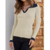 imageZESICA Sweaters for Women 2025 Fall Long Sleeve V Neck Ribbed Knit Pullover Tops Casual Slim Fit Basic Tee ShirtsApricot