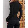 imageZESICA Sweaters for Women 2025 Fall Long Sleeve V Neck Ribbed Knit Pullover Tops Casual Slim Fit Basic Tee ShirtsBlack