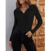 imageZESICA Sweaters for Women 2025 Fall Long Sleeve V Neck Ribbed Knit Pullover Tops Casual Slim Fit Basic Tee ShirtsBlack