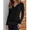 imageZESICA Sweaters for Women 2025 Fall Long Sleeve V Neck Ribbed Knit Pullover Tops Casual Slim Fit Basic Tee ShirtsBlack