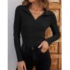 imageZESICA Sweaters for Women 2025 Fall Long Sleeve V Neck Ribbed Knit Pullover Tops Casual Slim Fit Basic Tee ShirtsBlack