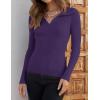 imageZESICA Sweaters for Women 2025 Fall Long Sleeve V Neck Ribbed Knit Pullover Tops Casual Slim Fit Basic Tee ShirtsDark Purple