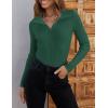 imageZESICA Sweaters for Women 2025 Fall Long Sleeve V Neck Ribbed Knit Pullover Tops Casual Slim Fit Basic Tee ShirtsDarkgreen