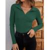 imageZESICA Sweaters for Women 2025 Fall Long Sleeve V Neck Ribbed Knit Pullover Tops Casual Slim Fit Basic Tee ShirtsDarkgreen