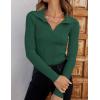 imageZESICA Sweaters for Women 2025 Fall Long Sleeve V Neck Ribbed Knit Pullover Tops Casual Slim Fit Basic Tee ShirtsDarkgreen