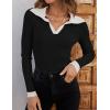 imageZESICA Sweaters for Women 2025 Fall Long Sleeve V Neck Ribbed Knit Pullover Tops Casual Slim Fit Basic Tee ShirtsDim