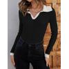 imageZESICA Sweaters for Women 2025 Fall Long Sleeve V Neck Ribbed Knit Pullover Tops Casual Slim Fit Basic Tee ShirtsDim