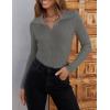 imageZESICA Sweaters for Women 2025 Fall Long Sleeve V Neck Ribbed Knit Pullover Tops Casual Slim Fit Basic Tee ShirtsGrey