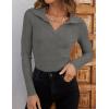 imageZESICA Sweaters for Women 2025 Fall Long Sleeve V Neck Ribbed Knit Pullover Tops Casual Slim Fit Basic Tee ShirtsGrey