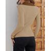 imageZESICA Sweaters for Women 2025 Fall Long Sleeve V Neck Ribbed Knit Pullover Tops Casual Slim Fit Basic Tee ShirtsKhaki