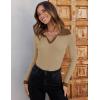imageZESICA Sweaters for Women 2025 Fall Long Sleeve V Neck Ribbed Knit Pullover Tops Casual Slim Fit Basic Tee ShirtsKhaki
