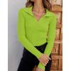 imageZESICA Sweaters for Women 2025 Fall Long Sleeve V Neck Ribbed Knit Pullover Tops Casual Slim Fit Basic Tee ShirtsLight Green