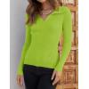 imageZESICA Sweaters for Women 2025 Fall Long Sleeve V Neck Ribbed Knit Pullover Tops Casual Slim Fit Basic Tee ShirtsLight Green