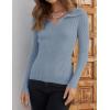 imageZESICA Sweaters for Women 2025 Fall Long Sleeve V Neck Ribbed Knit Pullover Tops Casual Slim Fit Basic Tee ShirtsLightblue