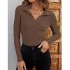 imageZESICA Sweaters for Women 2025 Fall Long Sleeve V Neck Ribbed Knit Pullover Tops Casual Slim Fit Basic Tee ShirtsMocha