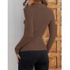 imageZESICA Sweaters for Women 2025 Fall Long Sleeve V Neck Ribbed Knit Pullover Tops Casual Slim Fit Basic Tee ShirtsMocha