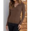 imageZESICA Sweaters for Women 2025 Fall Long Sleeve V Neck Ribbed Knit Pullover Tops Casual Slim Fit Basic Tee ShirtsMocha