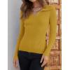 imageZESICA Sweaters for Women 2025 Fall Long Sleeve V Neck Ribbed Knit Pullover Tops Casual Slim Fit Basic Tee ShirtsMustard